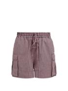 Matchesfashion.com Ganni - Striped Cotton Blend Seersucker Shorts - Womens - Pink