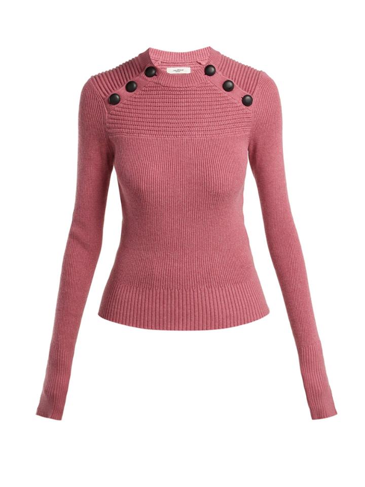 Isabel Marant Étoile Koyle Buttoned Cotton And Wool-blend Sweater