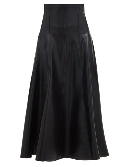 Matchesfashion.com Norma Kamali - Grace High-rise Coated-neoprene Midi Skirt - Womens - Black