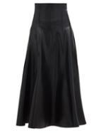 Matchesfashion.com Norma Kamali - Grace High-rise Coated-neoprene Midi Skirt - Womens - Black