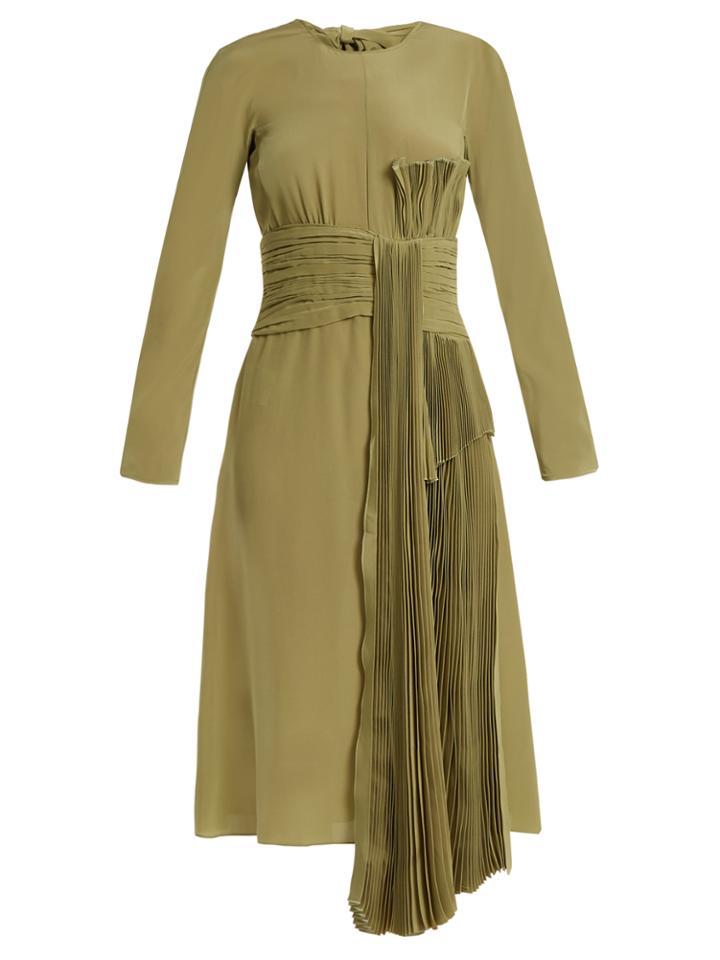 Rochas Pleated-drape Silk Crepe De Chine Dress