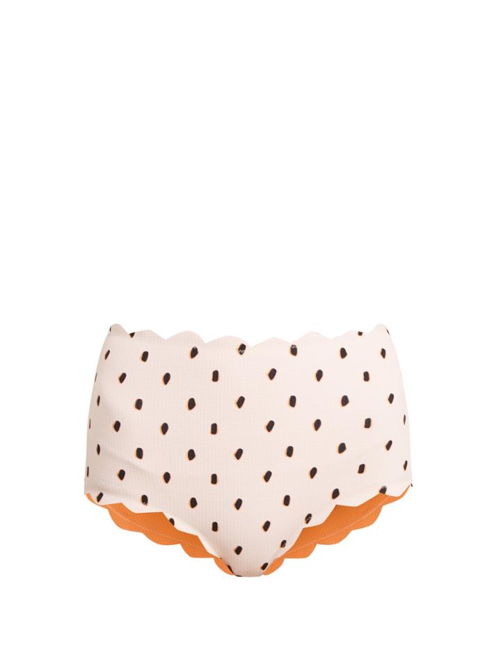 Marysia Swim Antibes Scallop-edged Spotted Bikini Briefs