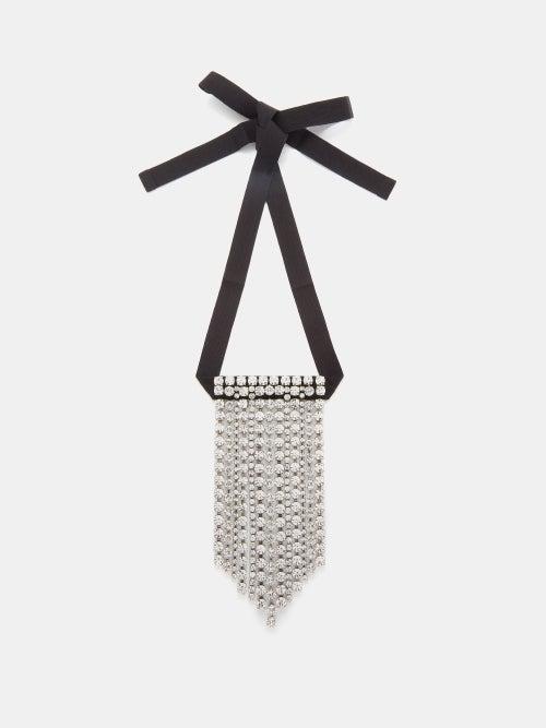 Isabel Marant - Crystal-embellished Grosgrain Drop Necklace - Womens - Crystal