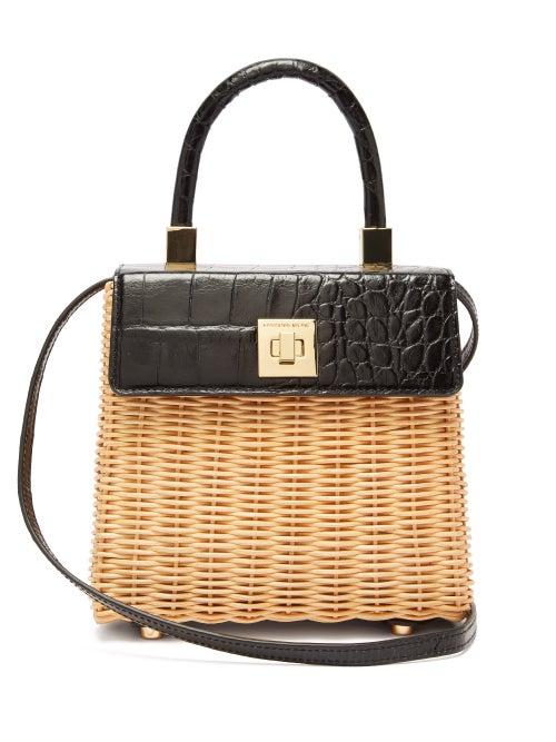 Matchesfashion.com Sparrows Weave - The Classic Wicker And Leather Top Handle Bag - Womens - Black