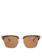 Matchesfashion.com Gucci - Horsebit Square Acetate And Metal Sunglasses - Mens - Brown Gold