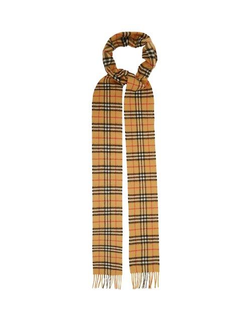 Matchesfashion.com Burberry - Classic Skinny Vintage Check Cashmere Scarf - Womens - Brown
