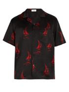 Commas Sail Boat-print Camp-collar Shirt