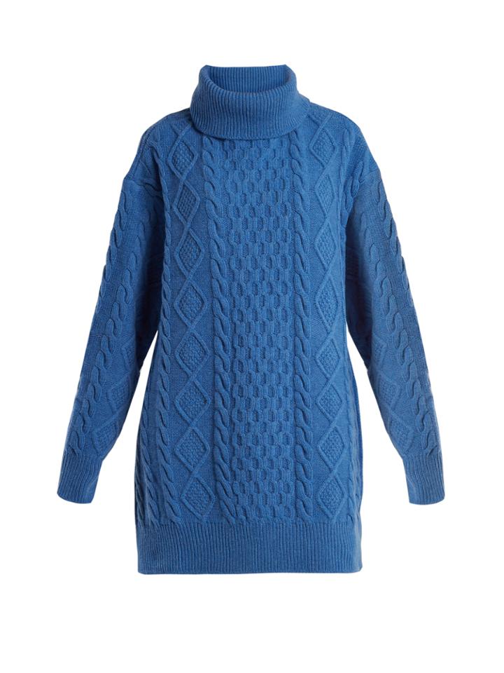 Raey Split-side Roll-neck Wool Cable Sweater
