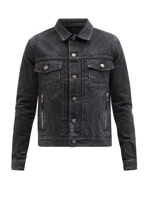 Balmain - Distressed Denim Jacket - Mens - Black