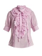 Lee Mathews Eva Ruffled Cotton And Silk-blend Blouse