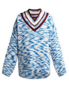 Matchesfashion.com Calvin Klein 205w39nyc - Space Dyed V Neck Sweater - Womens - Blue Multi