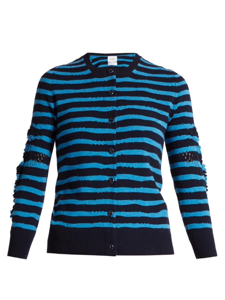 Barrie Breton-striped Cashmere Cardigan