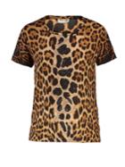 Saint Laurent Leopard-print Crepe De Chine T-shirt