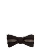 Matchesfashion.com Title Of Work - Frayed Trim Silk And Linen Blend Bow Tie - Mens - Black Grey
