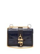 Matchesfashion.com Chlo - Aby Mini Croc Embossed Leather Cross Body Bag - Womens - Navy