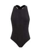 Ladies Beachwear Lisa Marie Fernandez - Crossover-strap Textured-jersey Swimsuit - Womens - Black