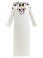 Matchesfashion.com Valentino - Beaded Embroidered Silk-cady Midi Dress - Womens - White Multi