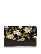 Rochas Floral-embroidered Velvet And Leather Clutch