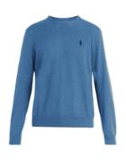 Matchesfashion.com Polo Ralph Lauren - Logo Embroidered Wool Sweater - Mens - Blue