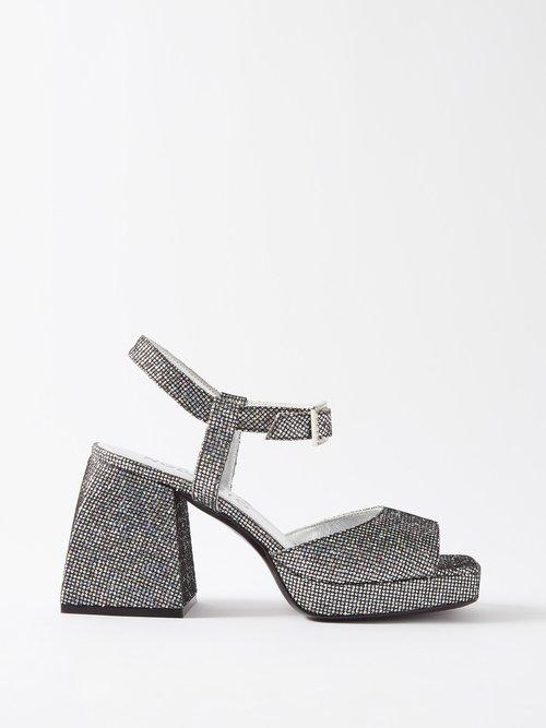 Nodaleto - Bulla Ness Glittered Platform Sandals - Womens - Silver