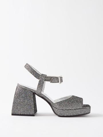 Nodaleto - Bulla Ness Glittered Platform Sandals - Womens - Silver