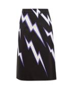 Matchesfashion.com Prada - Lightning Bolt Print Cotton Poplin Skirt - Womens - Black Multi