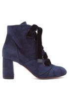 Chloé Graphic Leaves Lace-up Suede Ankle Boots