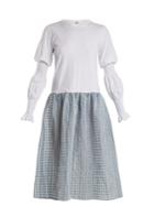 Shrimps Juniper Contrast Gingham And Cotton-jersey Dress