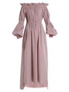 Teija Off-the-shoulder Cotton-gingham Maxi Dress