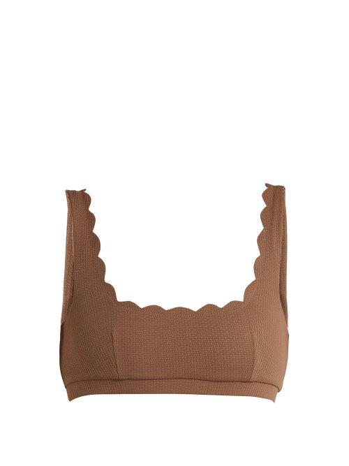 Matchesfashion.com Marysia - Mini Palm Springs Scallop Edged Bikini Top - Womens - Brown