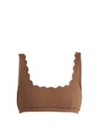 Matchesfashion.com Marysia - Mini Palm Springs Scallop Edged Bikini Top - Womens - Brown
