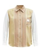 Matchesfashion.com Burberry - Panelled-front Silk-faille Shirt - Womens - Camel