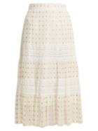 Temperley London Wondering Lace-insert Fil Coup Chiffon Midi Skirt