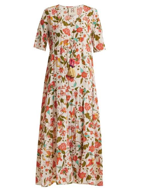 Matchesfashion.com Figue - Kalila Floral Print Silk Dress - Womens - White Multi