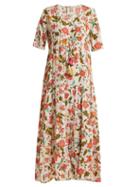 Matchesfashion.com Figue - Kalila Floral Print Silk Dress - Womens - White Multi