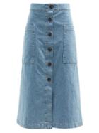 Matchesfashion.com Raey - Patch-pocket A-line Denim Skirt - Womens - Blue