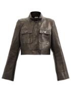 Khaite - Carlisle Cropped Leather Jacket - Womens - Black