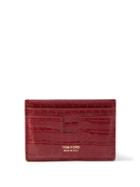 Tom Ford - T Line Crocodile-effect Leather Cardholder - Mens - Dark Red