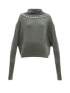 Matchesfashion.com Palmer//harding - Cut Out Wool Blend Sweater - Womens - Khaki