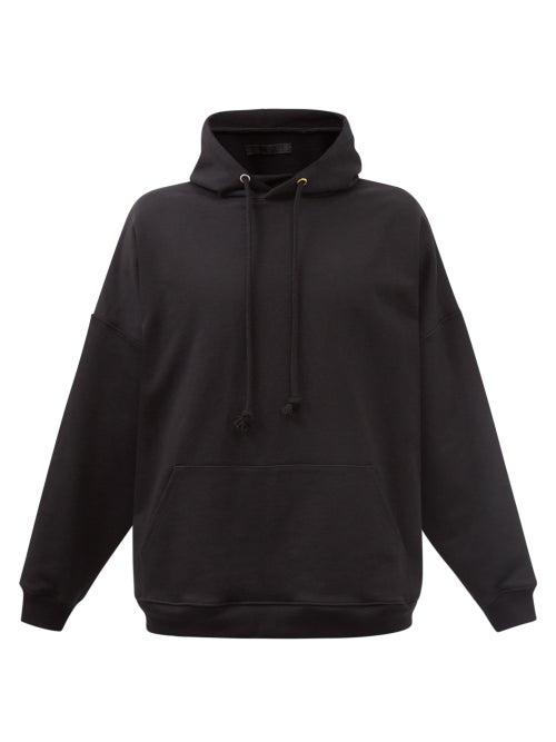 3man - Floral-patch Cotton-jersey Hooded Sweatshirt - Mens - Black