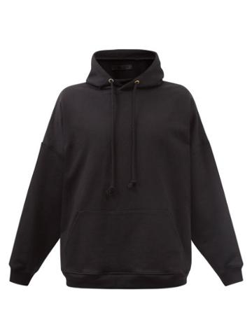 3man - Floral-patch Cotton-jersey Hooded Sweatshirt - Mens - Black