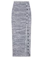 Matchesfashion.com Self-portrait - Buttoned Rib-knitted Midi Skirt - Womens - Navy White