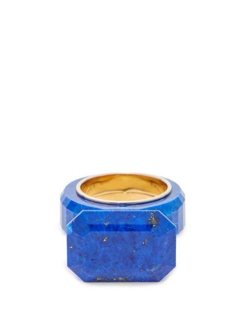 Matchesfashion.com Bottega Veneta - Faceted Lapis Gold Plated Ring - Womens - Blue