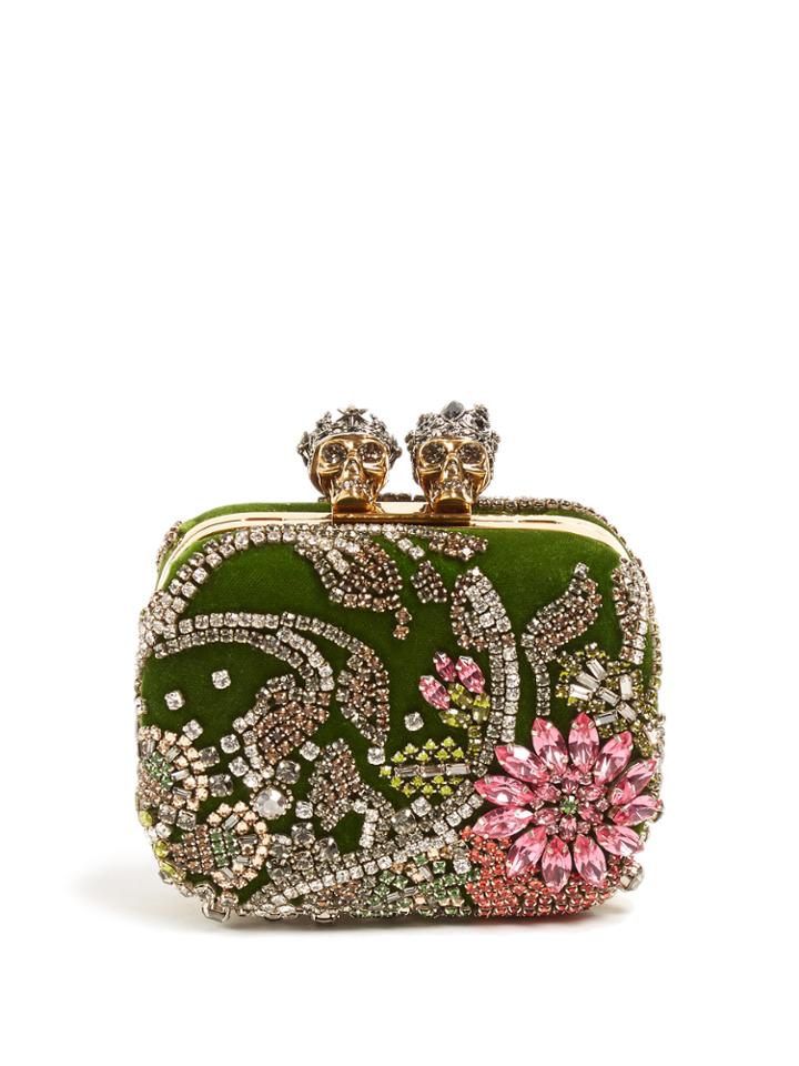 Alexander Mcqueen Queen And King Skull Crystal-embellished Clutch