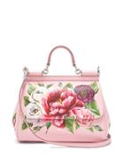 Matchesfashion.com Dolce & Gabbana - Sicily Small Dauphine Leather Bag - Womens - Pink White