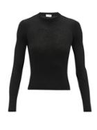 Matchesfashion.com Saint Laurent - Fine-knit Long-sleeved Top - Womens - Black