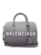 Matchesfashion.com Balenciaga - Ville Grained Leather Bowling Bag - Womens - Light Grey