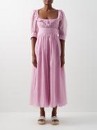 Thierry Colson - Yolande Cotton And Silk-blend Maxi Dress - Womens - Light Pink