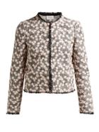 Matchesfashion.com Giambattista Valli - Floral Appliqu Tweed Jacket - Womens - Black Pink