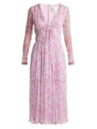 Matchesfashion.com Carolina Herrera - Floral Print Silk Chiffon Dress - Womens - Pink Multi